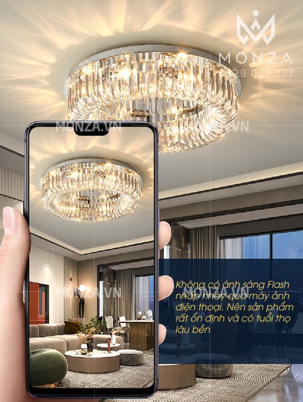 Đèn mâm ốp trần pha lê cao cấp K9 MZ19618